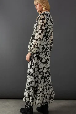 Keyhole High Neck Midaxi With Peplum Hem