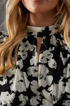 Keyhole High Neck Midaxi With Peplum Hem