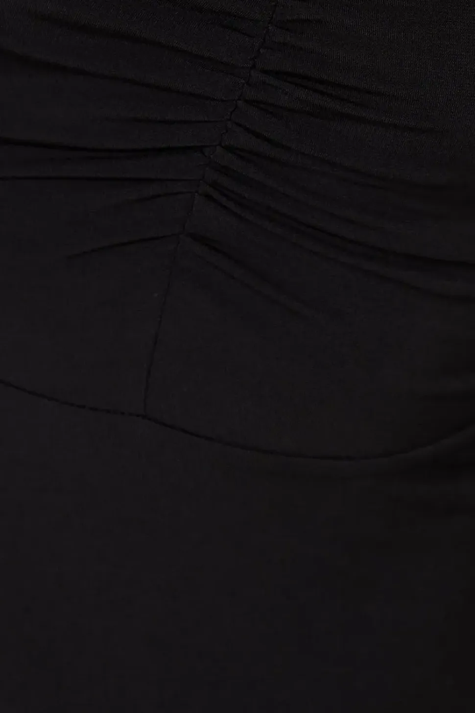 Keyhole Ruched Yoke Long Sleeve Midi Dress