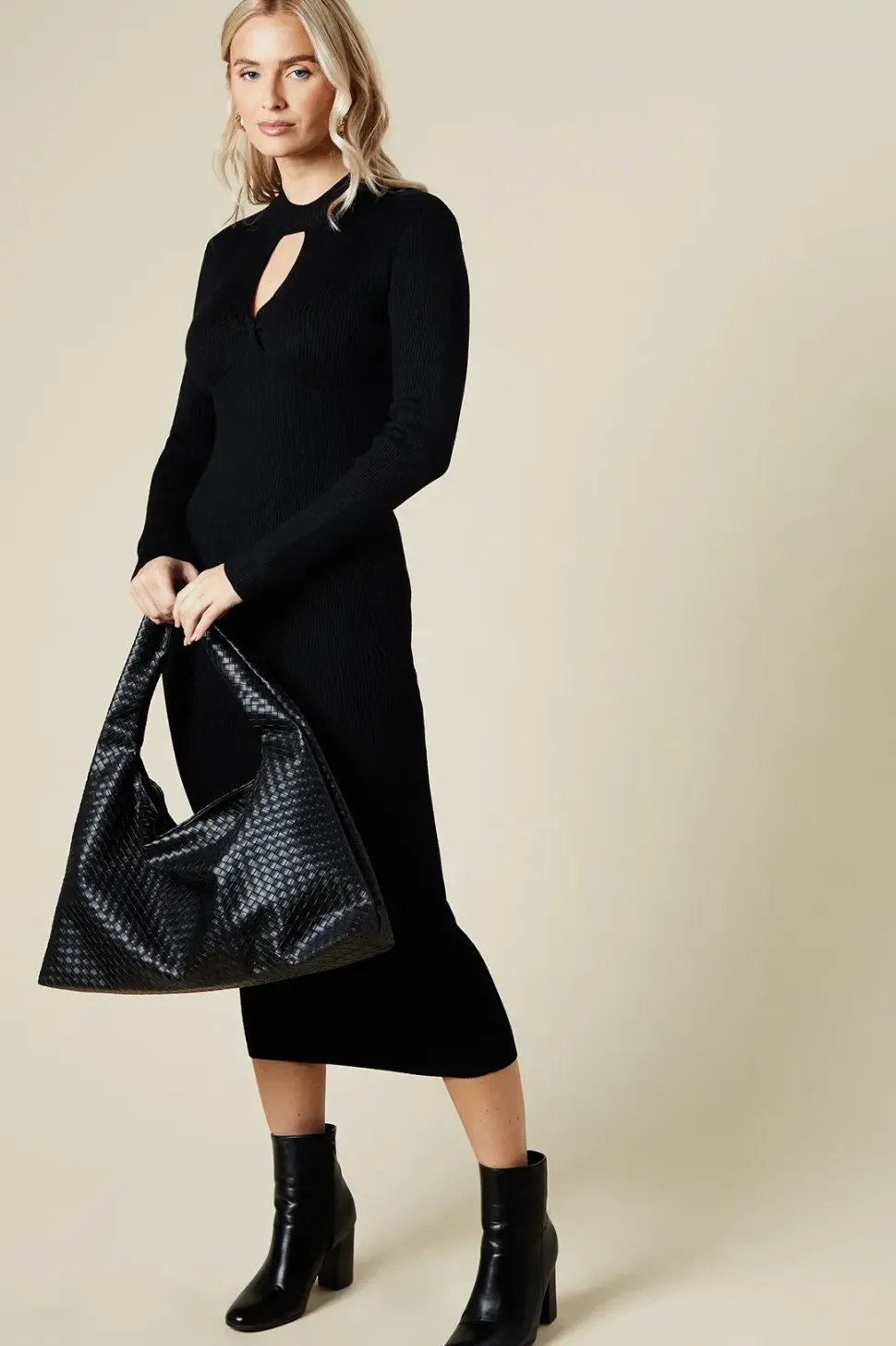 Keyhole Twist Front Jumper Dress