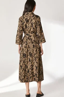 Khaki Abstract Shirt Dress