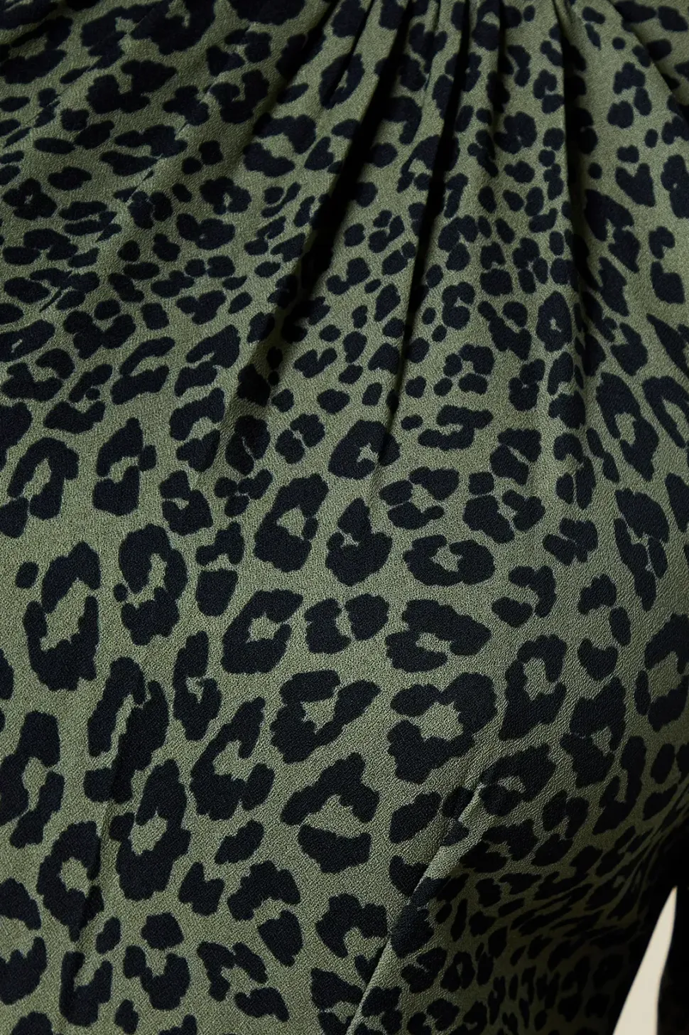 Khaki Animal Long Sleeve Tiered Mini Dress
