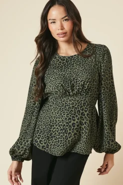 Khaki Animal Tea Blouse