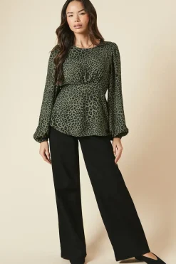 Khaki Animal Tea Blouse