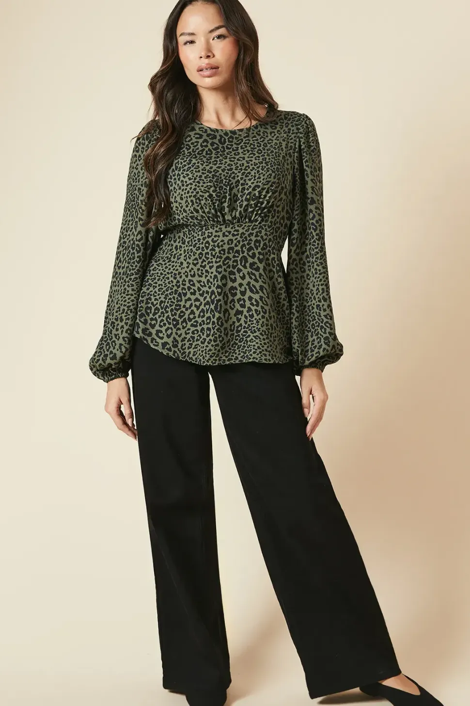 Khaki Animal Tea Blouse