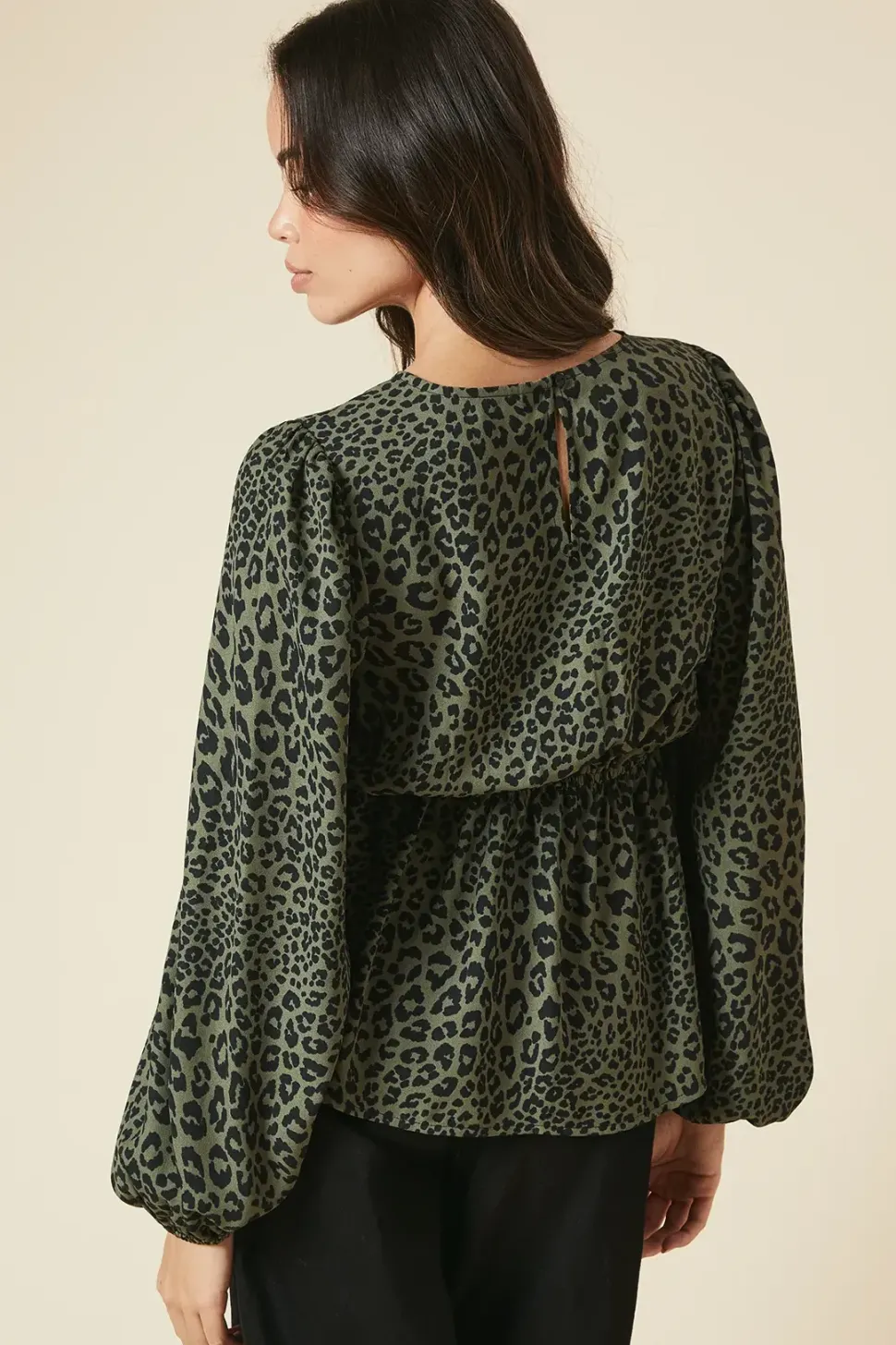 Khaki Animal Tea Blouse