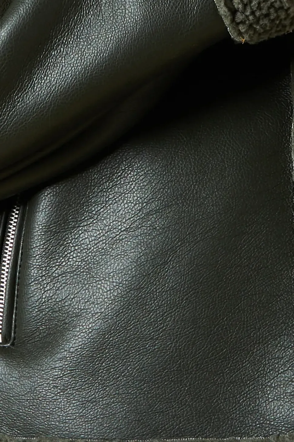 Khaki Faux Leather Short Aviator Jacket