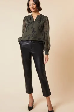 Khaki Floral Chiffon Overhead Shirt