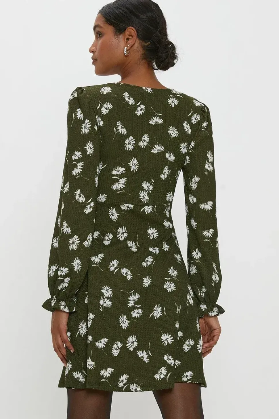 Khaki Floral Mini Dress