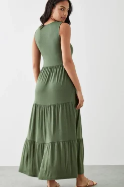 Khaki Tiered Maxi Dress