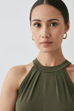 Khaki Twist Neck Jumpsuit