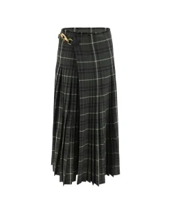 Kilt Long Skirt with Pleated Design and Archivio Check Pattern