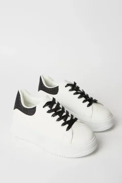 Kimmis Glitter Lace Up Platform Trainers