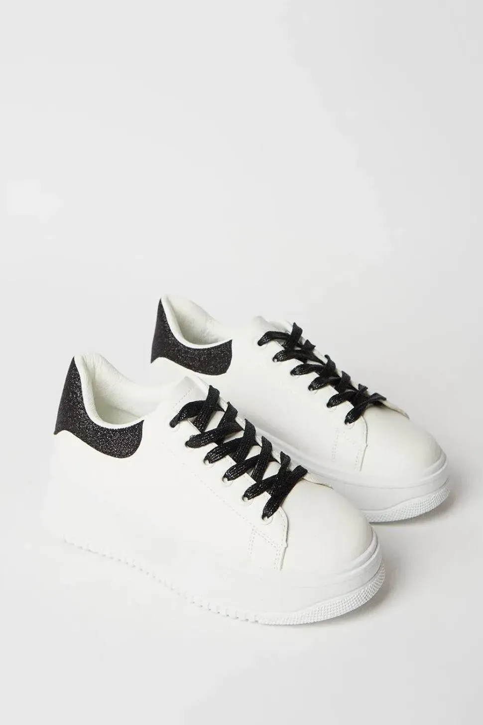 Kimmis Glitter Lace Up Platform Trainers