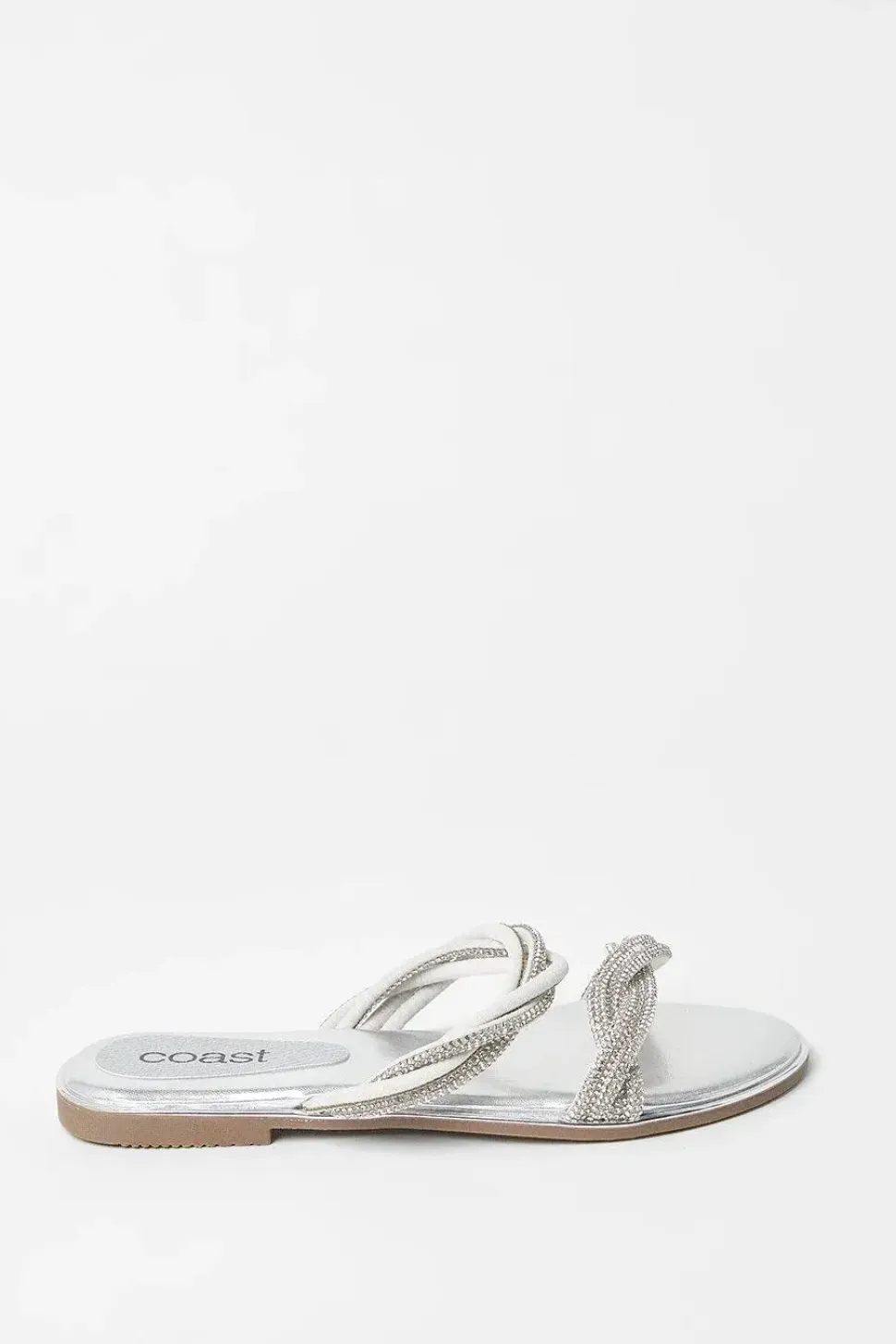 Kimmy Diamante Twist Strap Flat Mule Sandals