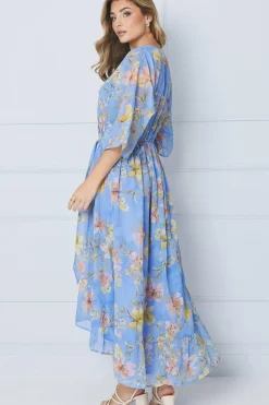 Kimono Sleeve Hi Lo Wrap Dress