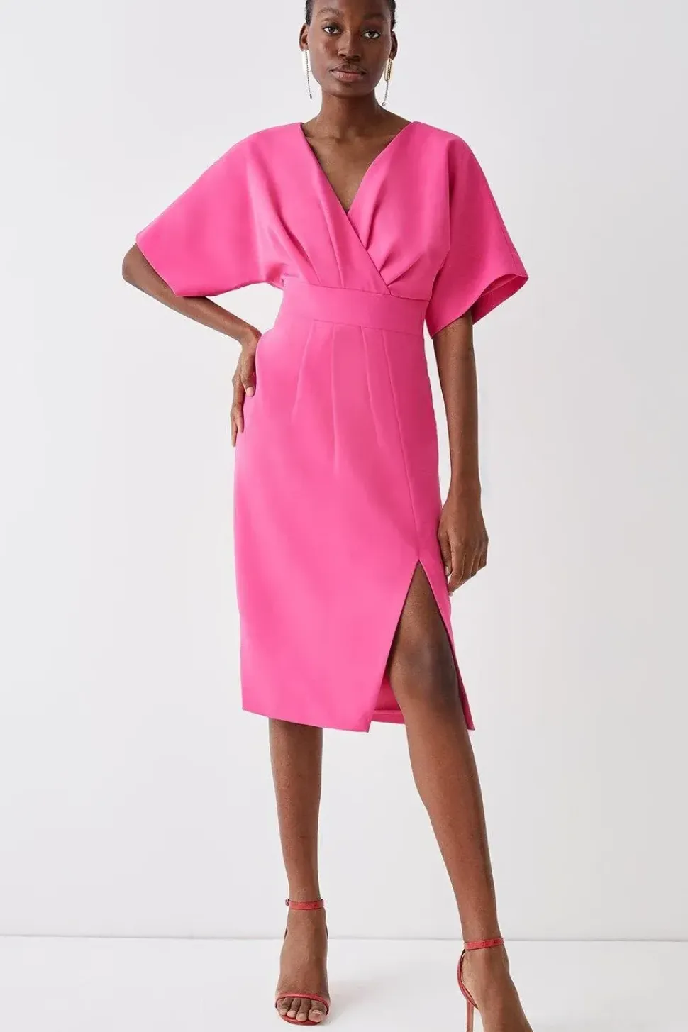 Kimono Sleeve V Neck Dress