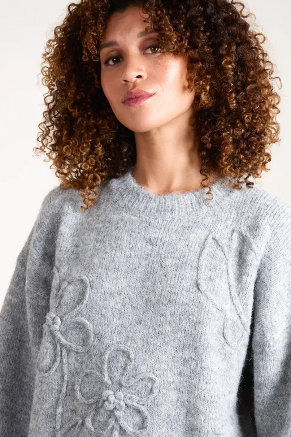 Knit Flower Embroidery Jumper