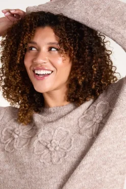 Knit Flower Embroidery Jumper