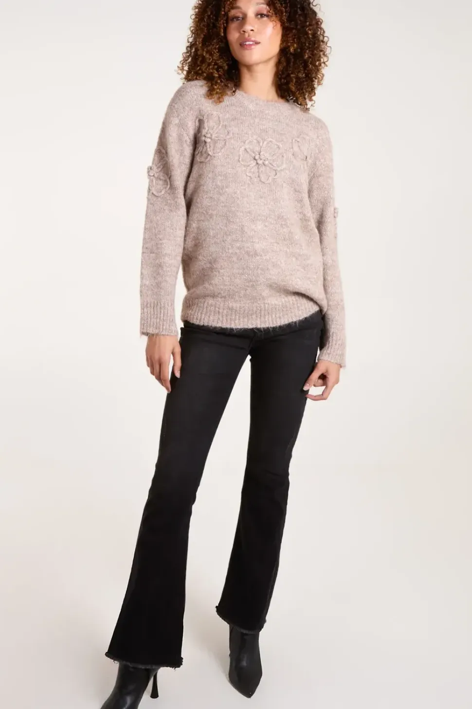 Knit Flower Embroidery Jumper