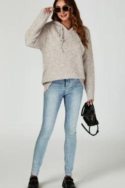 Knit Hoodie In Beige