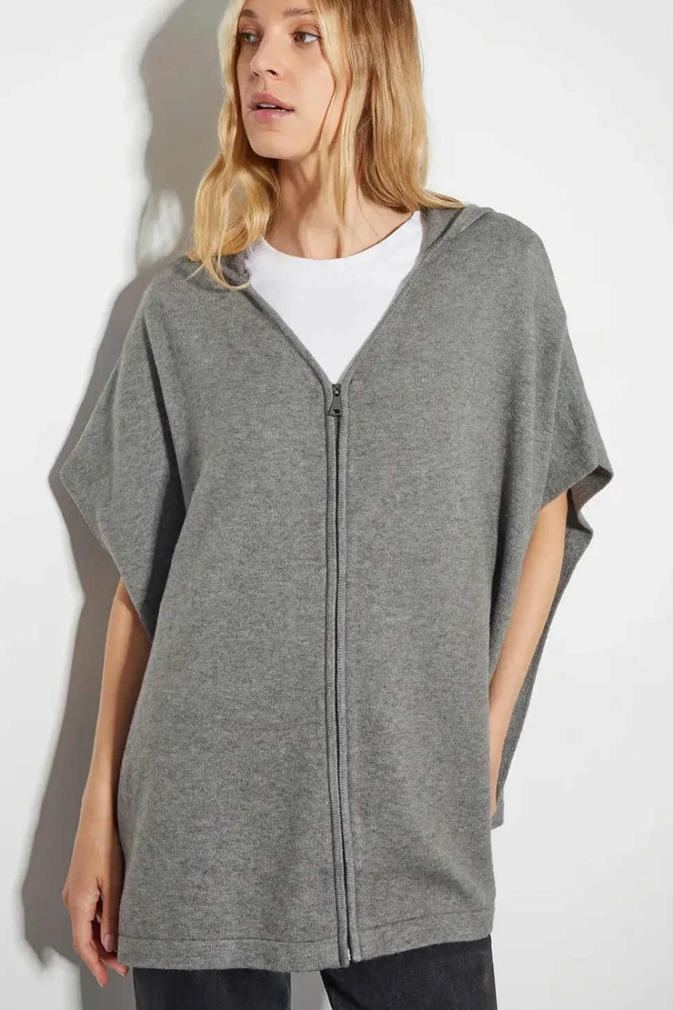 Knit Poncho Hoodie
