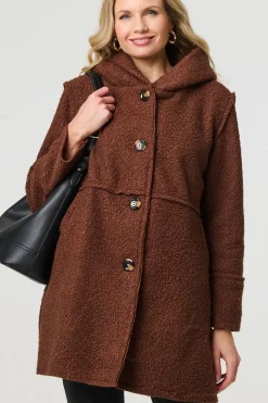 Knitted Button Detail Hooded Jacket