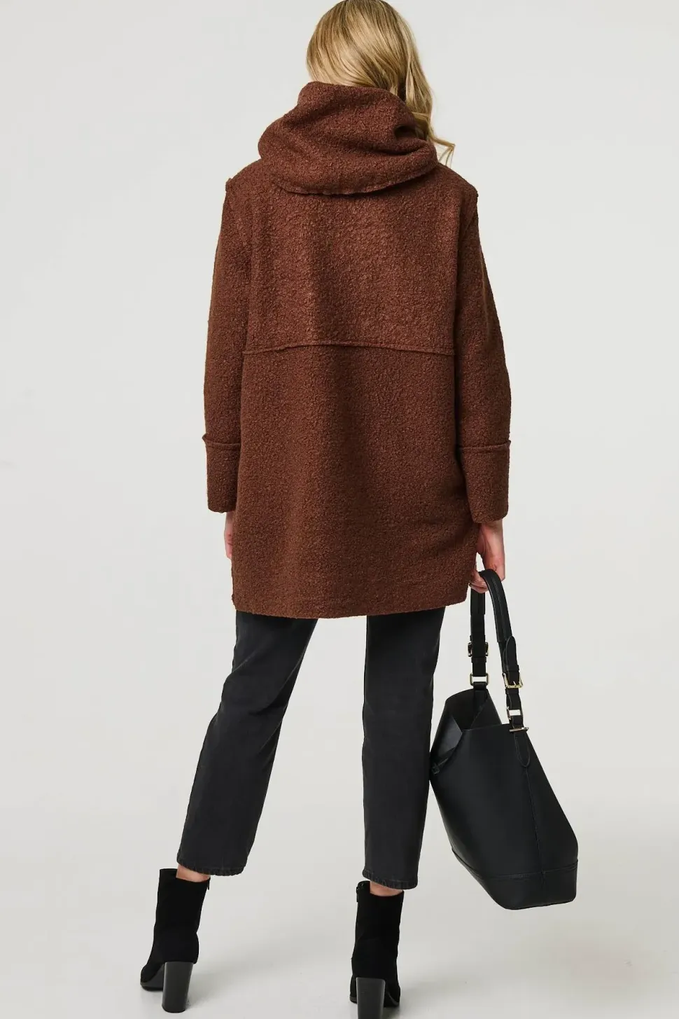 Knitted Button Detail Hooded Jacket