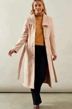 Knitted Collar Button Through Wrap Coat