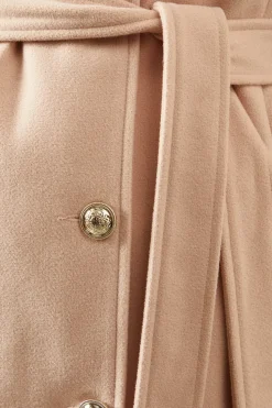Knitted Collar Button Through Wrap Coat