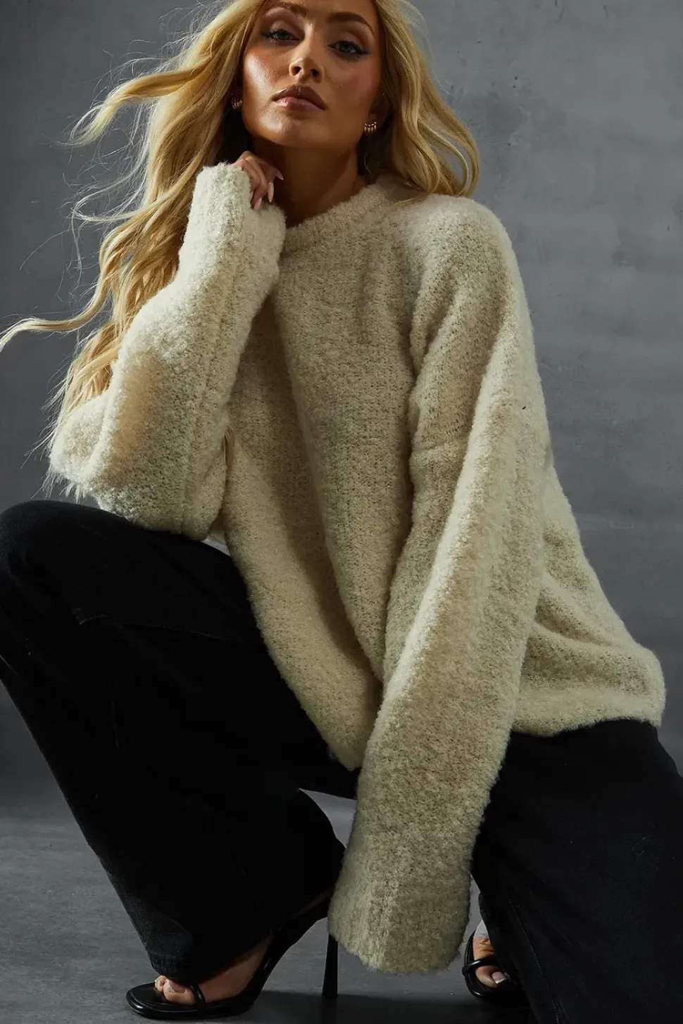 Knitted Crew Neck Oversized Jumper