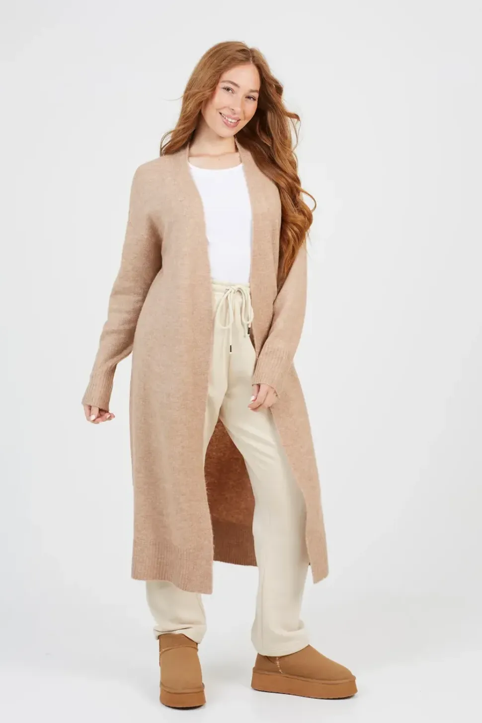 Knitted Dropped Shoulder Maxi Cardigan