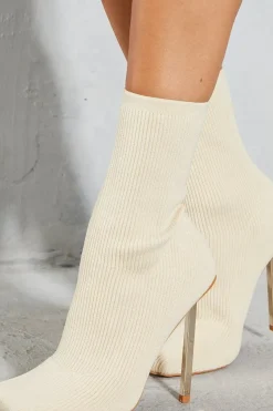 Knitted Gold Heel Ankle Boots