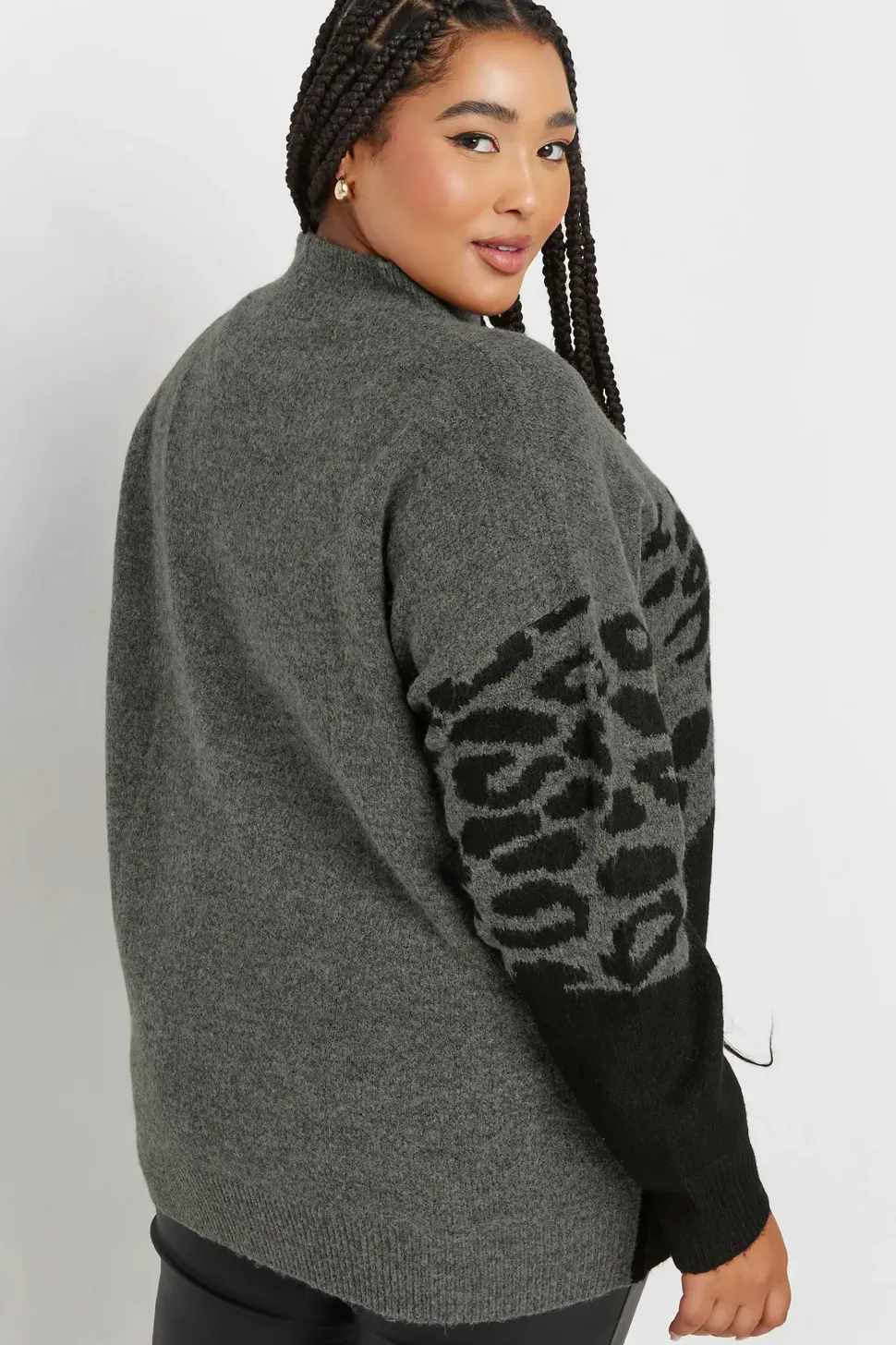 Knitted Leopard Colourblock Jumper