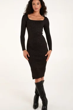 Knitted Metallic Ribbed Dress