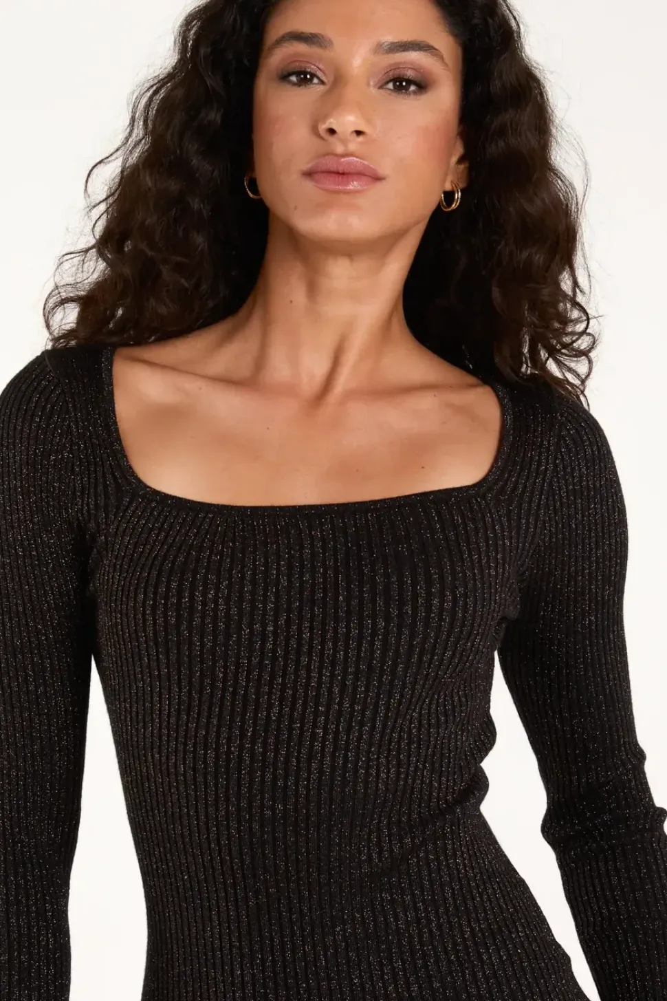 Knitted Metallic Ribbed Dress