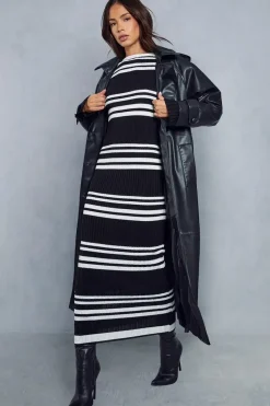 Knitted Ribbed Stripe Maxi Dress