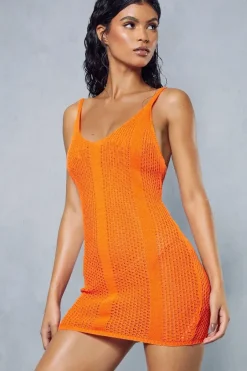 Knitted Striped Strappy Mini Dress