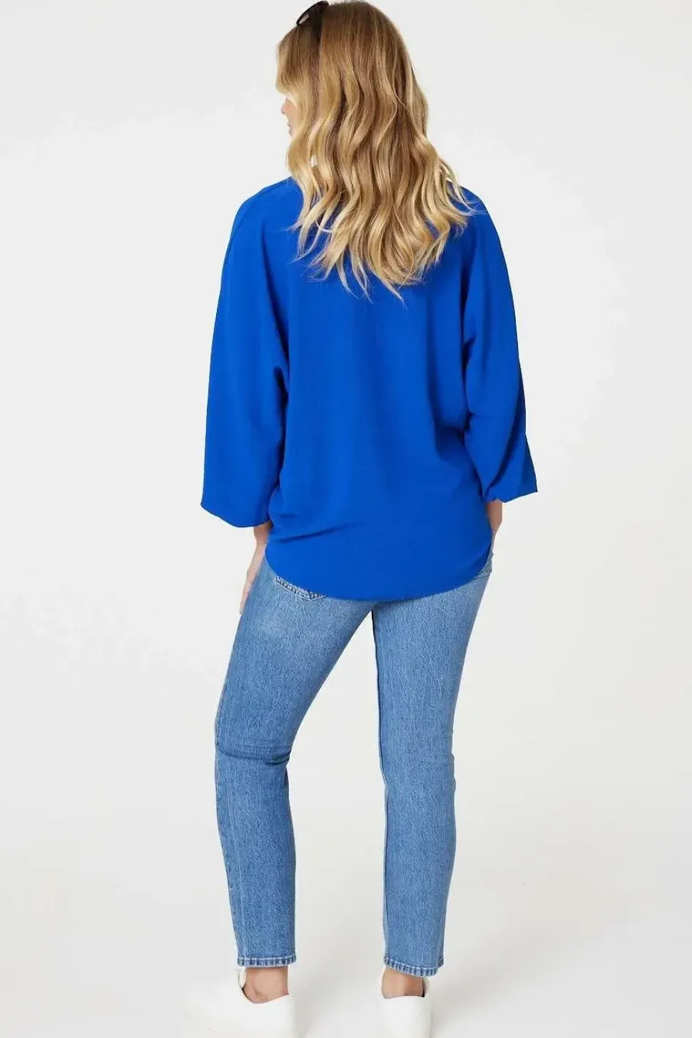 Knot Front Relaxed 3/4 Sleeve Blouse
