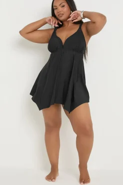 Knotted Strap Hanky Hem Swim Dress
