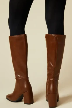 Kristen Square Toe Clean Knee High Boots