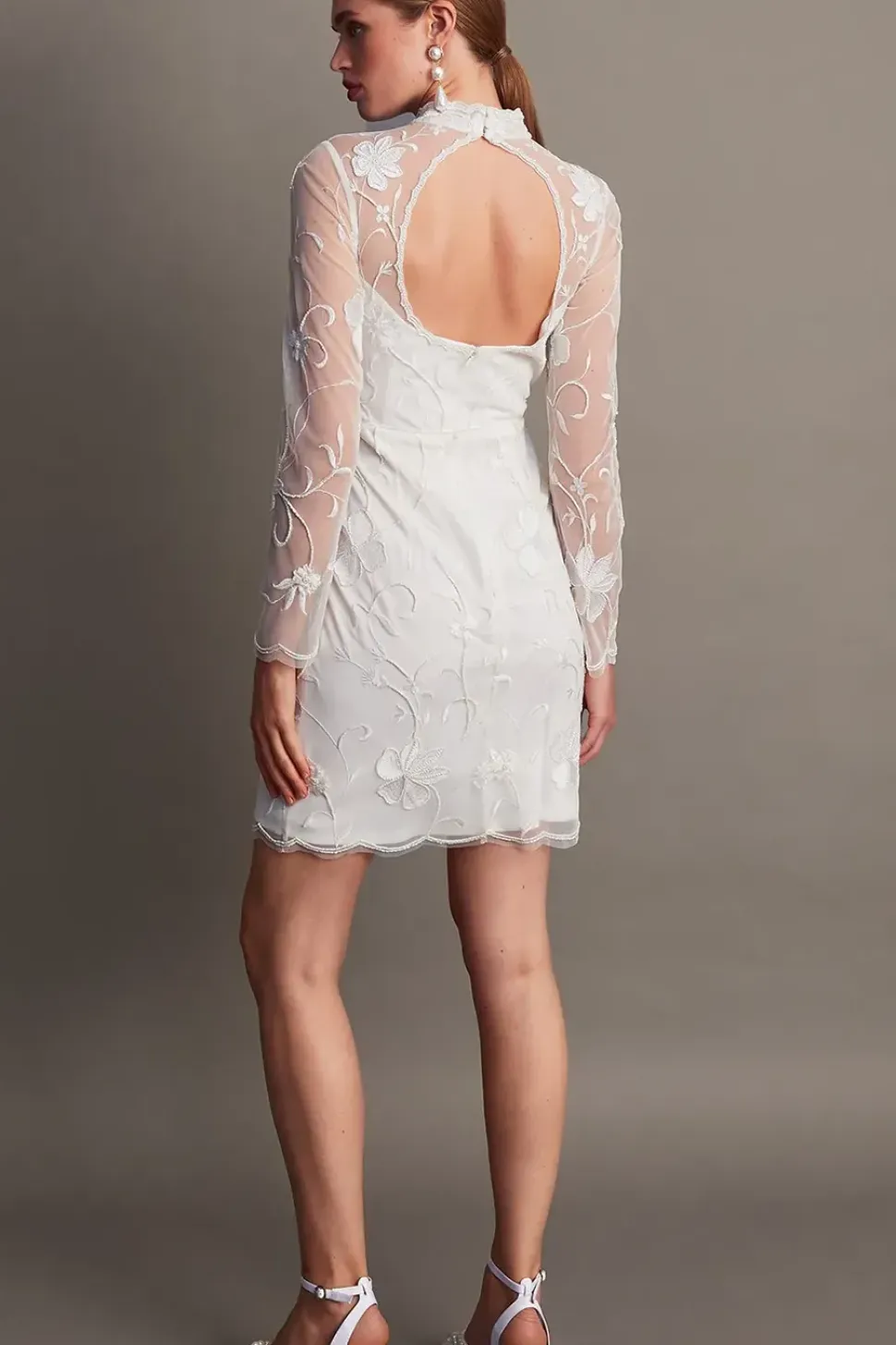 Krystyna Embroidered Short Bridal Dress