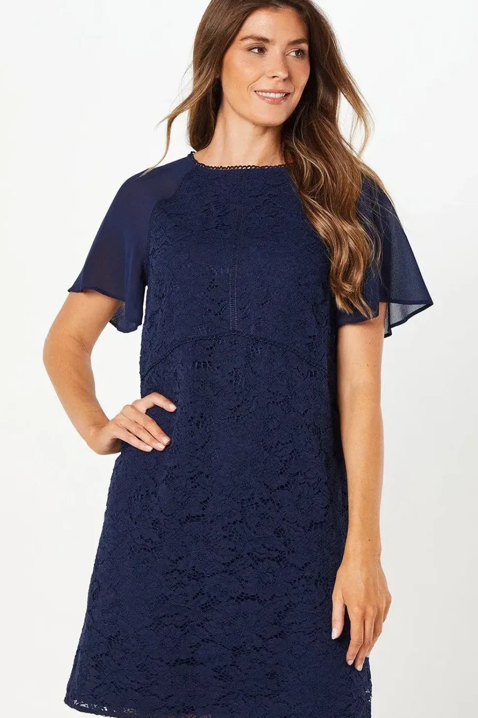 Lace Angel Sleeve Shift Dress