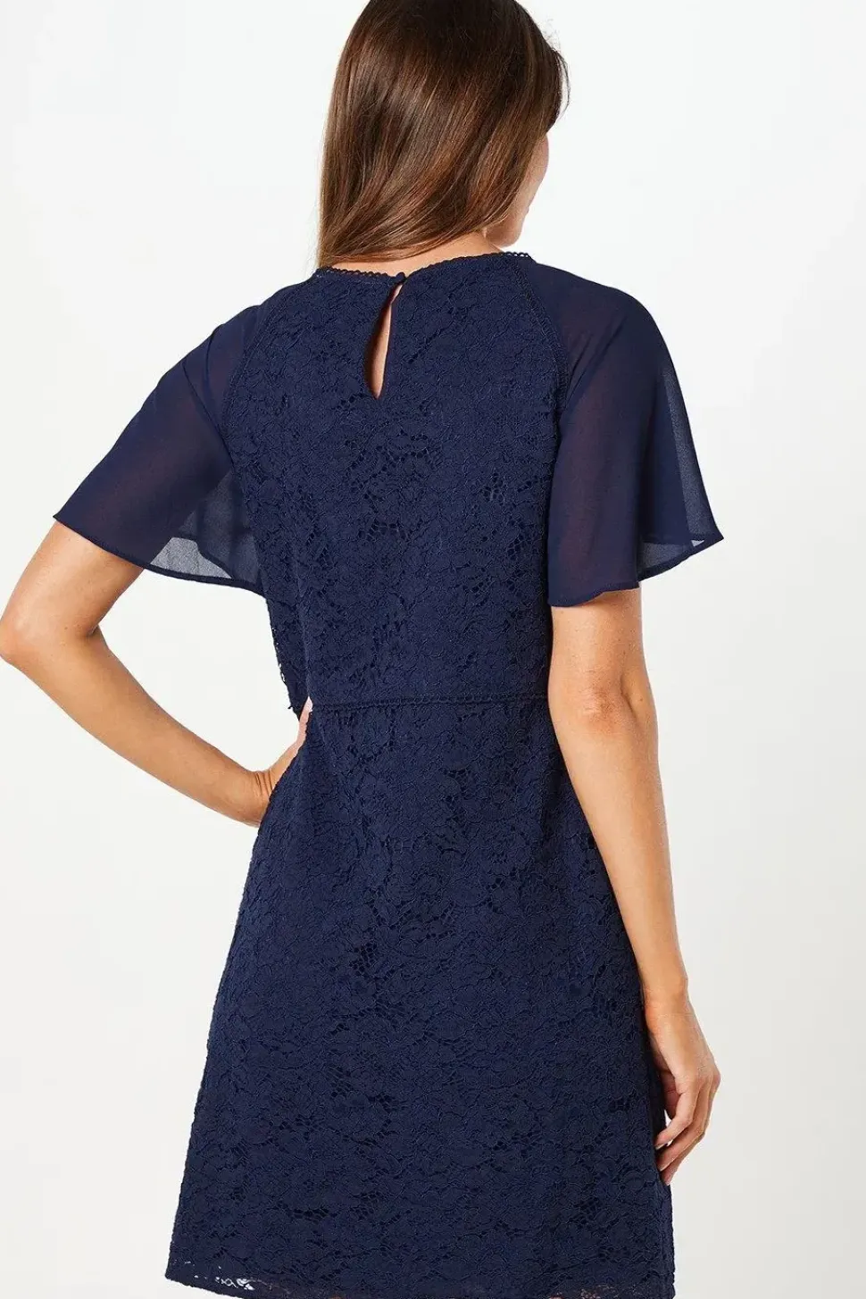 Lace Angel Sleeve Shift Dress