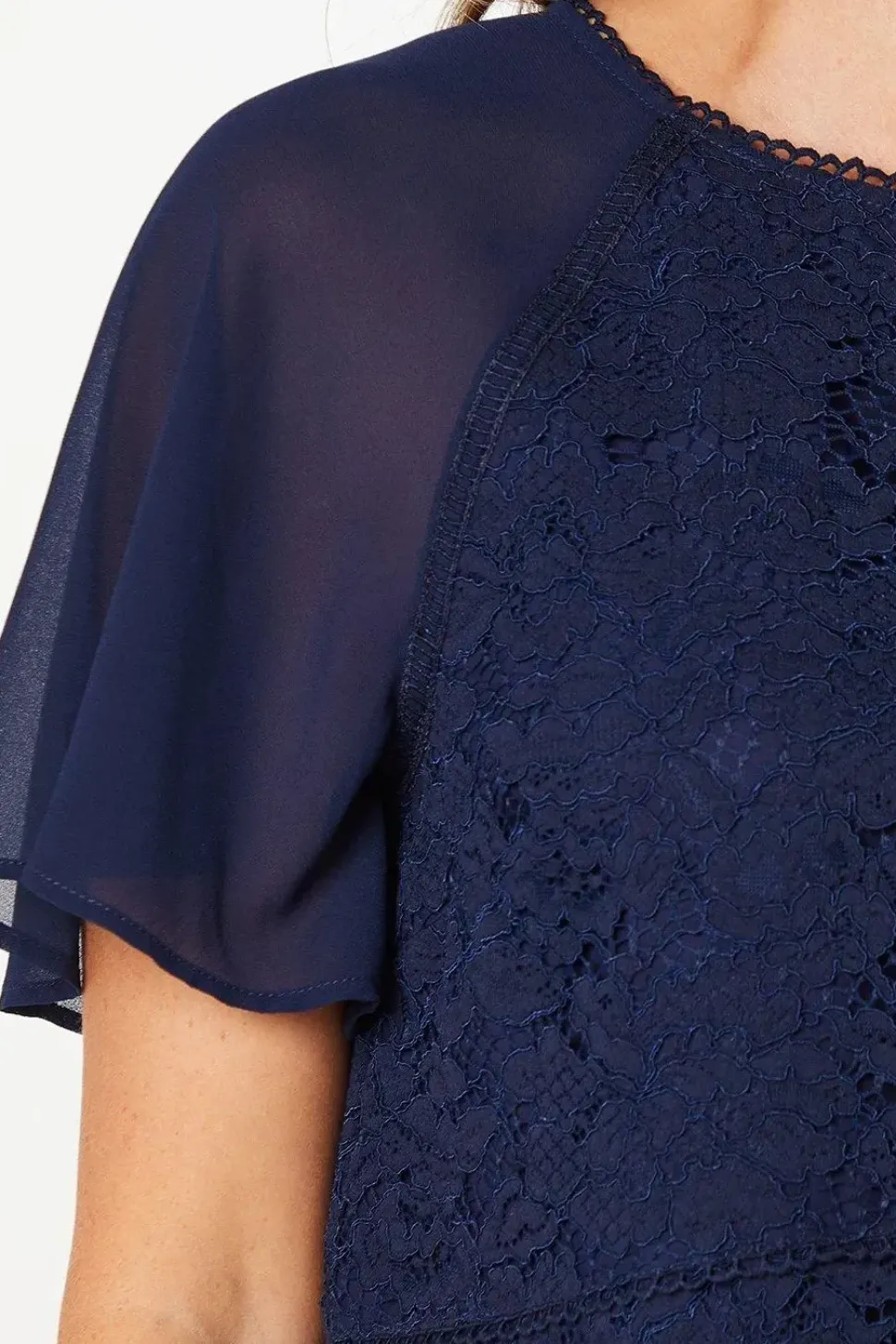 Lace Angel Sleeve Shift Dress