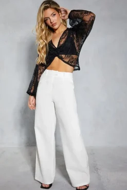 Lace Balloon Sleeve Corsage Blouse