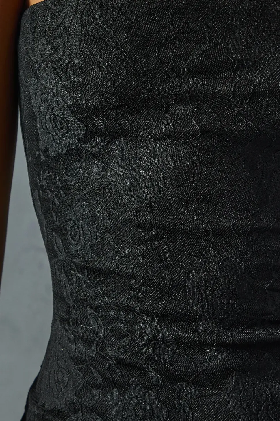 Lace Bandeau Frill Hem Asymmetric Dress