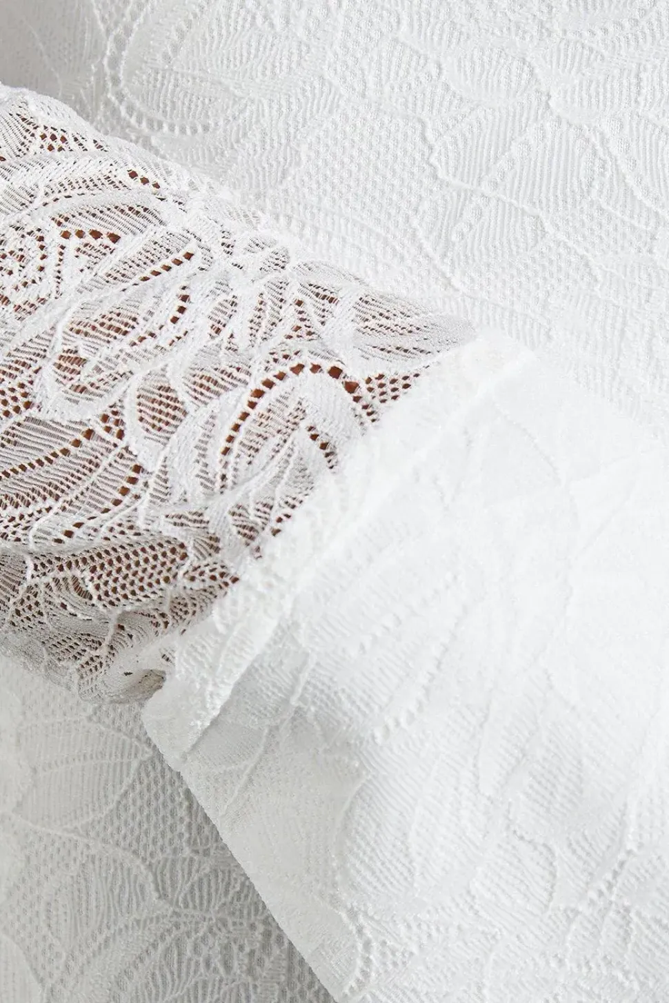 Lace Bardot Cuff Detail Bodycon Mini Dress