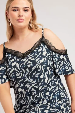 Lace Cold Shoulder Swing Top