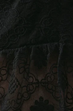 Lace Contrast Tie Front Blouse